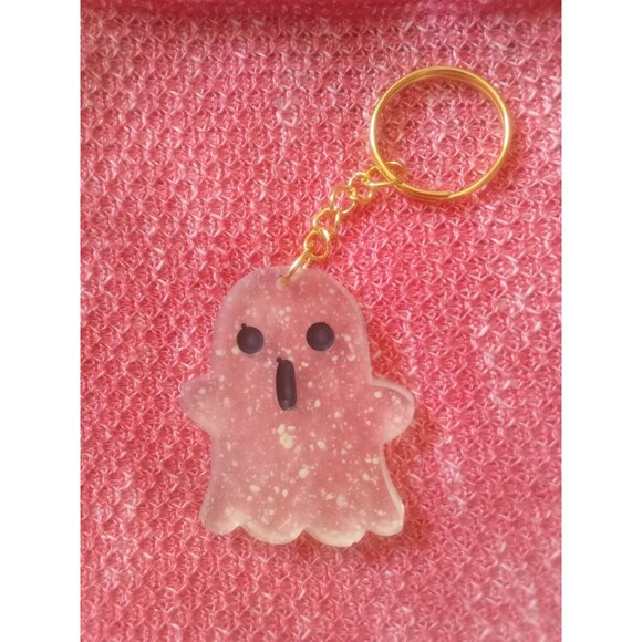 Florescent Ghost Halloween Post Earrings  And Keychain/Purse Charm NEW - Picture 6 of 6